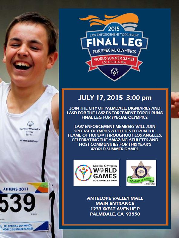 Special Olympics Flame of Hope Road Delays - Palmdale - Friday, July 17th special-olympics-2015